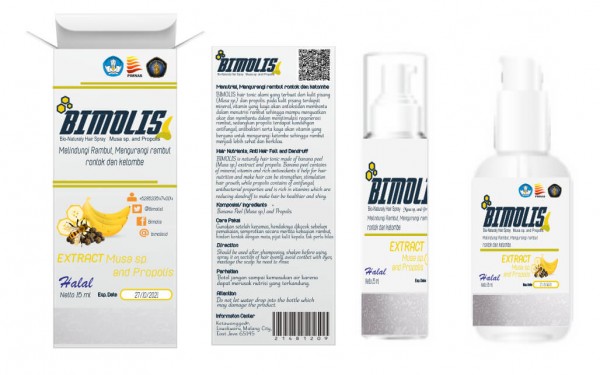 Produk hair tonic BIMOLIS dari kulit pisang kepok (Foto: istimewa)
