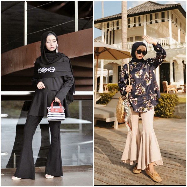 Gaya berhijab dengan outfit Flare Pants ala hijabers Joyagh. (Foto: Instagram @joyagh).