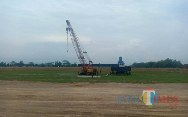 Pembangunan tahap satu GOR yang di gagas Pemkab Kediri. (Eko arif s/Jatimtimes)
