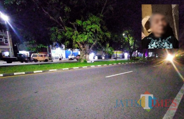 Lokasi yang menjadi tempat kejadian kecelakaan, dimana seorang pengendara mengalami insiden tabrak lari (Anggara Sudiongko/MalangTIMES)
