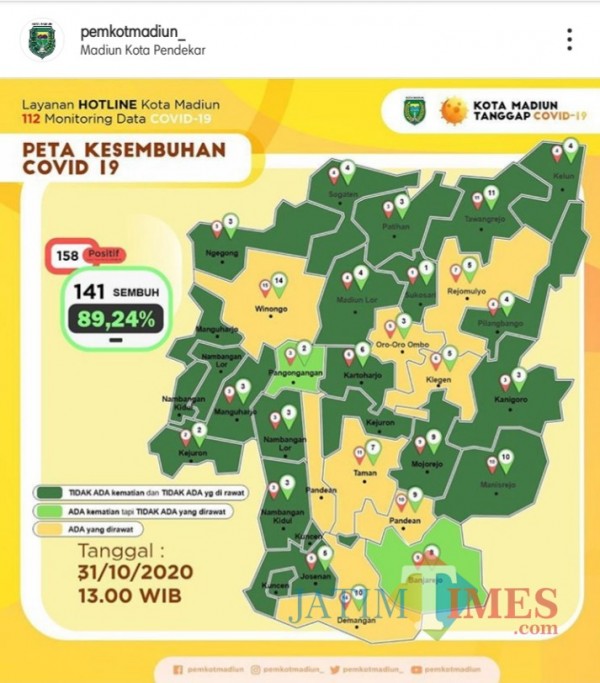 Foto pesebaran pasien Covid-19 Kota Madiun