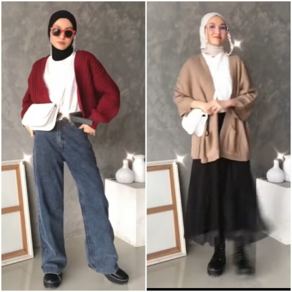 Gaya Inas Rana styling Knit Cardigan untuk daily outfit. (Foto: instagram @inasrana).
