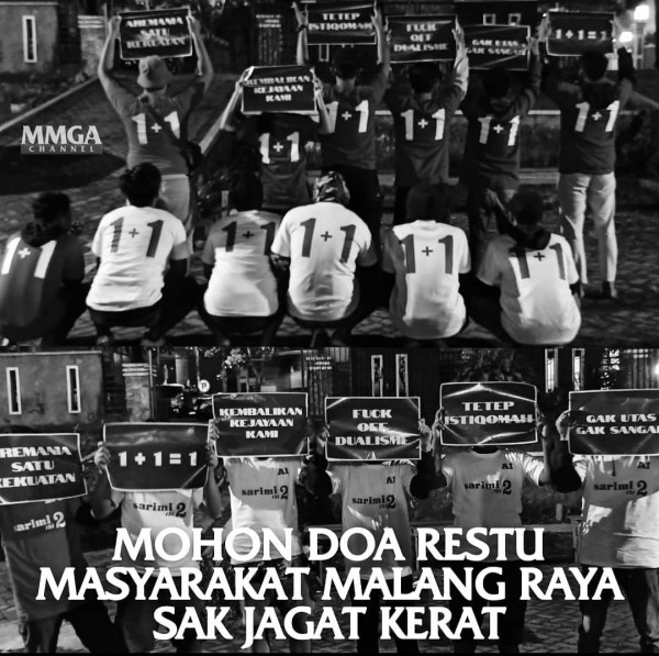 Aremania yang berharap klub bernama Arema hanya satu. (Instagram MMGA)