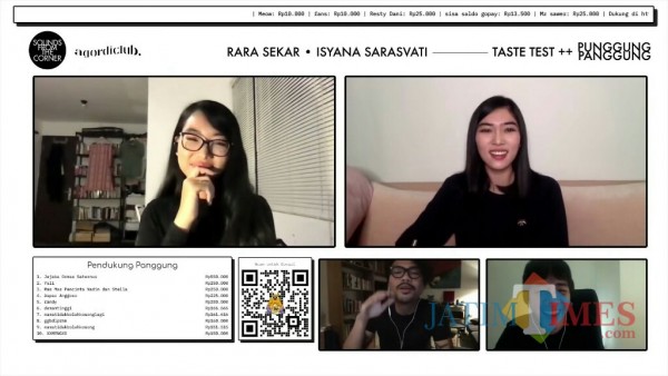Rara Sekar dan Isyana dalam sesi Taste Test ++ & Punggung Panggung dari Sounds from the Corner & Agordiclub. (Foto: YouTube)