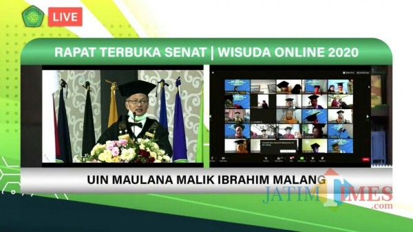 Wisuda Online Periode II Tahun 2020 UIN Maliki Malang. (Foto: Ima/MalangTIMES)