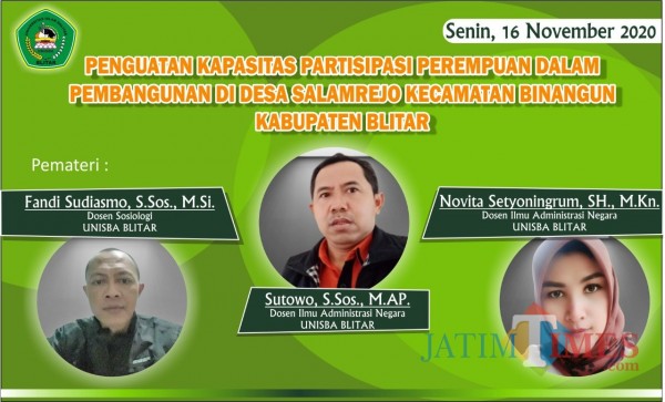 Seminar “Penguatan Kapasitas Partisipasi Perempuan dalam Pembangunan di Desa Salamrejo' sukses digelar Unisba Blitar.