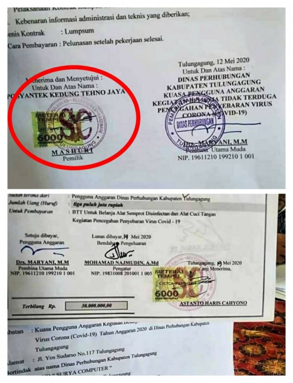 bukti kwitansi yang mencatut nama Mashuri dan Posyantek (Ist)