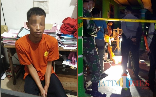 Terduga Pelaku Budi Santoso di Mako Polsek Bandung Tulungagung / Foto : Dokpol / Tulungagung TIMES