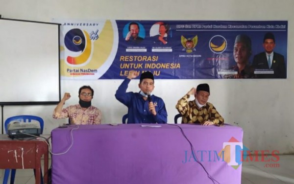 Harlah Partai NasDem yang digelar di Kelurahan Banaran. (Eko arif s/Jatimtimes)