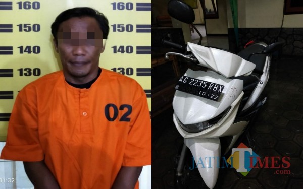 Pelaku BW dan Sepeda motor yang diamankan polisi / Foto : Dokpol / Tulungagung TIMES