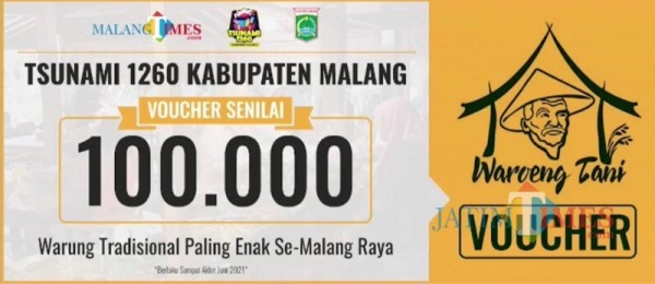 Vocher makan prasmanan senilai total Rp 2 juta di Waroeng Tani. (Foto: Dokumen MalangTIMES)
