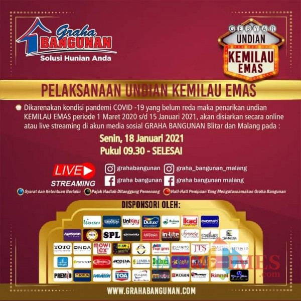 Undian Gebyar Kemilau Emas akan digelar Graha Bangunan melalui live streaming