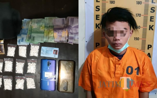 Barang bukti dan Tersangka Sondong (Foto: Dokpol/ulungagungTIMES)