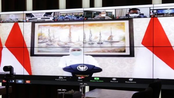 Kamis (28/1/2021), Pemerintah Kota Kediri ikuti _virtual meeting_ rapat koordinasi pemberantasan korupsi terintegrasi. (Foto: Ist)