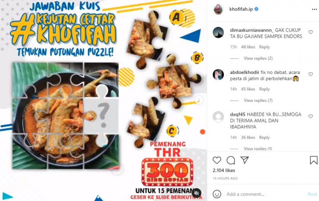 Postingan Instagram Khofifah 4