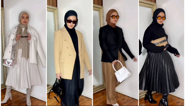 Inspirasi busana kecokelatan dan hitam ala Hijabers. (Foto: Instagram @anaoctarina).