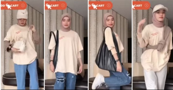 Inspirasi styling t-shirt oversized ala hijabers. (Foto: Instagram @hijabngehitz).