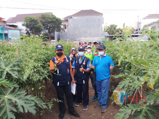 Tim juri lomba Kampung Bersinar saat melihat kebun aktif milik RW 09 Kelurahan Merjosari (foto: Hendra Saputra/MalangTIMES)