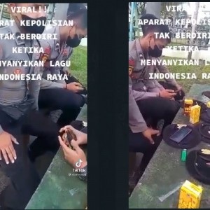 Viral Video Aparat Kepolisian Tidak Berdiri saat Lagu Indonesia Raya Berkumandang