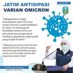 Varian Omicron Pertama Terdeteksi di Surabaya, Khofifah: Jangan Panik