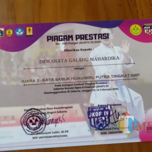 Selalu Unggul pada Prestasi Non Akademik, Terbaru Siswa SMPN 1 Boyolangu Sabet Juara 2 Karate Tingkat Nasional