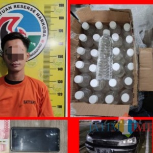 Pengedar Miras Asal Kediri Ditangkap Polisi Tulungagung, Puluhan Botol Arak Bali Diamankan