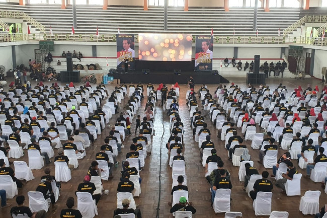  Silaturahmi Relawan Jokowi di Gor Mustika, Kabupaten Blora Jawa Tengah, Minggu (6/3/2022). (Foto: Dok. Istimewa)