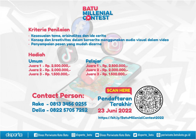 Informasi lomba Batu Millenial Contest. (Foto: Dinas Pariwisata Kota Batu)