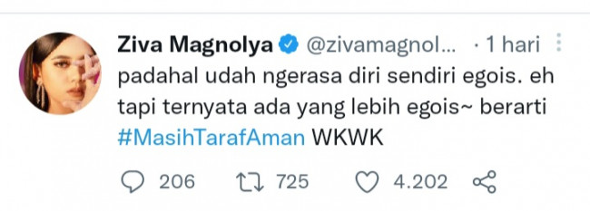Cuitan Ziva di Twitter