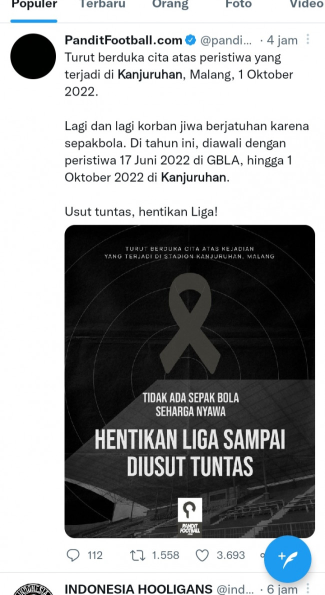 Salam duka warganet