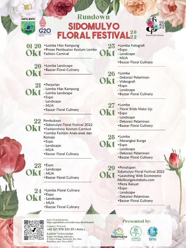 Flyaer Sidomulyo Floral Festival 2022. (Foto: Dinas Pariwisata Kota Batu)