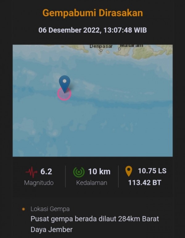 Gempa Magnitudo 6 2 Guncang Jember Malangtimes