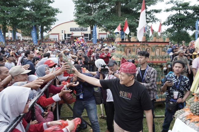 Masyarakat saat mengikuti  Pineapple Festival dalam rangka Hari Jadi Kabupaten Kediri ke 1912. 