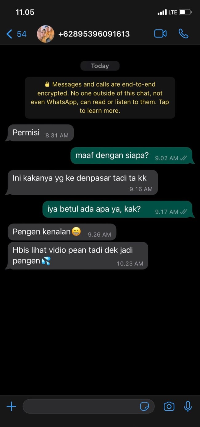 Percakapan WhatsApp bukti dugaan pelecahan sesksual yang dialami penumpang Lion Air. (Foto: Twitter)