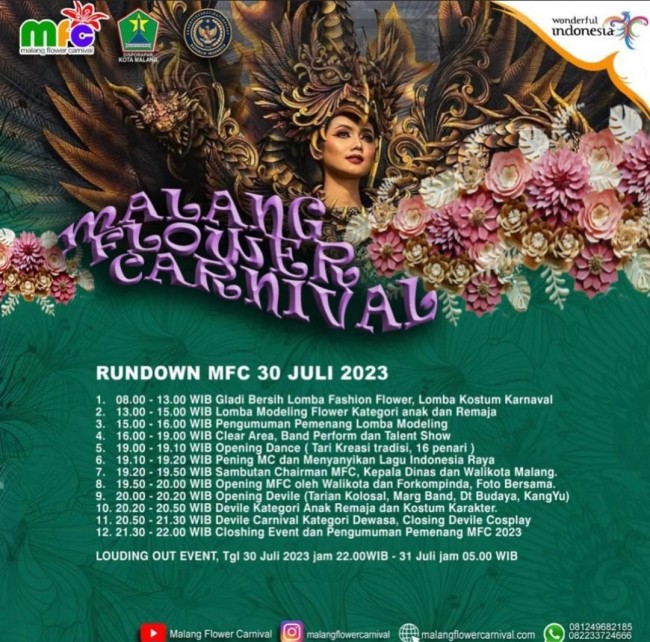 Rundown acara Malang Flower Carnival 2023. (Foto: Instagram)