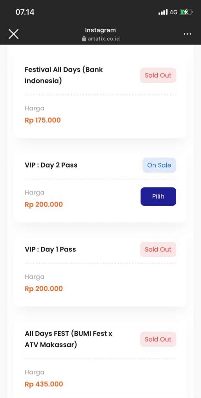 Harga tiket Bumi Fest. (Foto: X / Twitter)