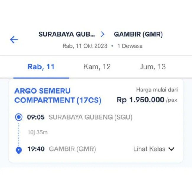 Harga tiket Kereta Compartment Suites. (Foto: X/@sahabat_kereta)