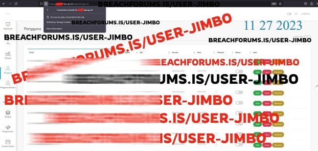 Beberapa sampel data yang dicuri hacker Jimbo. (Foto: X/@secgron)