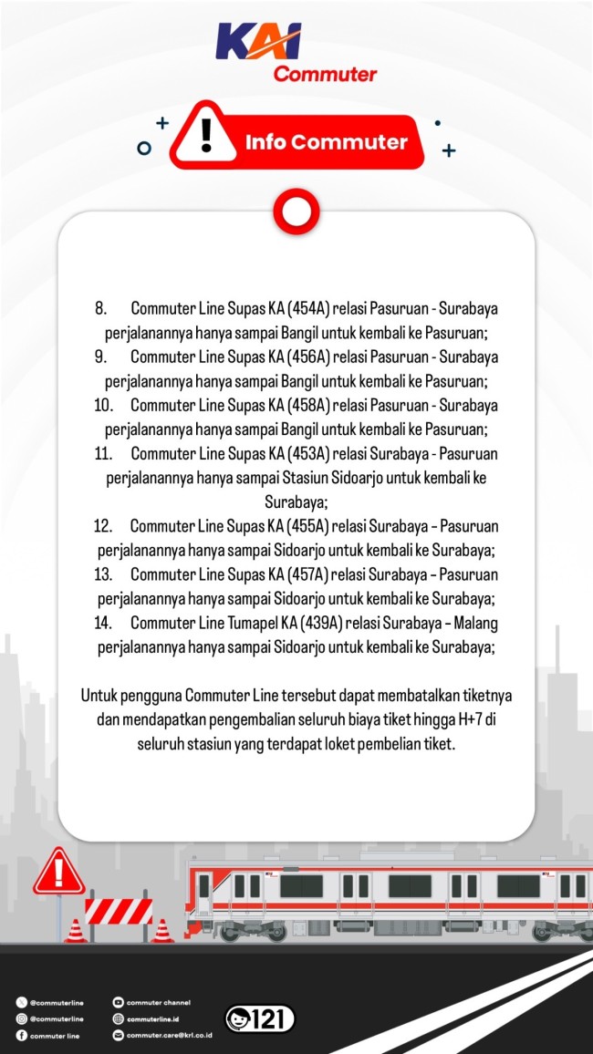 Update pola operasional Commuter Line. (Foto: X)