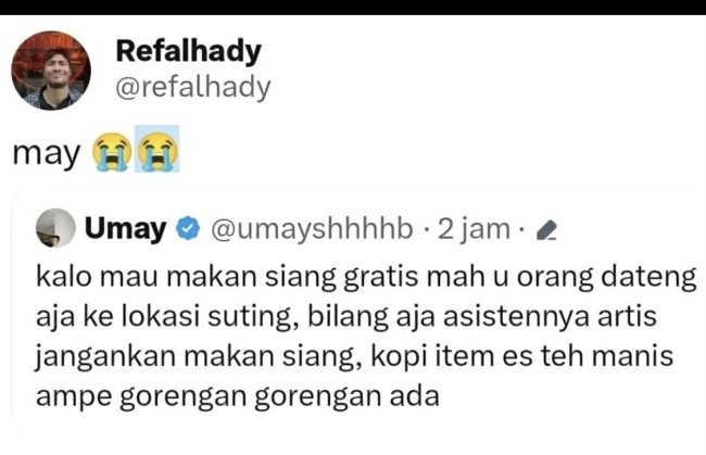 Cuitan Umay yang ditanggapi Rifal