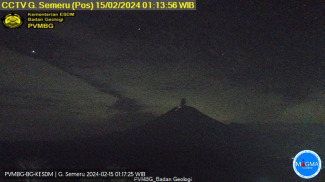 Erupsi gunung semeru pada Kamis (15/2/2024) pagi. (Foto: situs resmi Magma esdm)