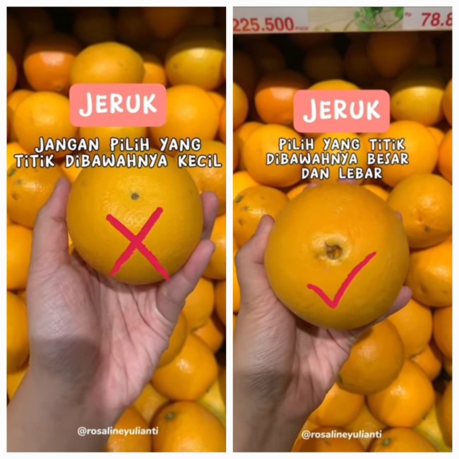 Cara memilih jeruk. (Foto: TikTok)