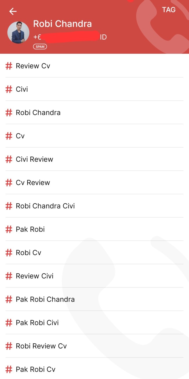 Hasil Get Contact nomor yang diunggah dalam screenshoot korban pelamar kerja. (Foto: LinkedIn)