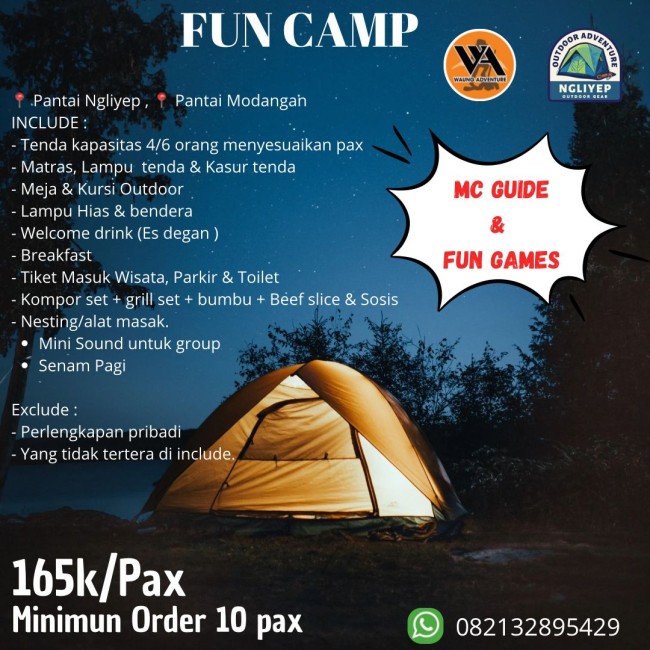 Infografis Paket Camping Pantai Ngliyep.