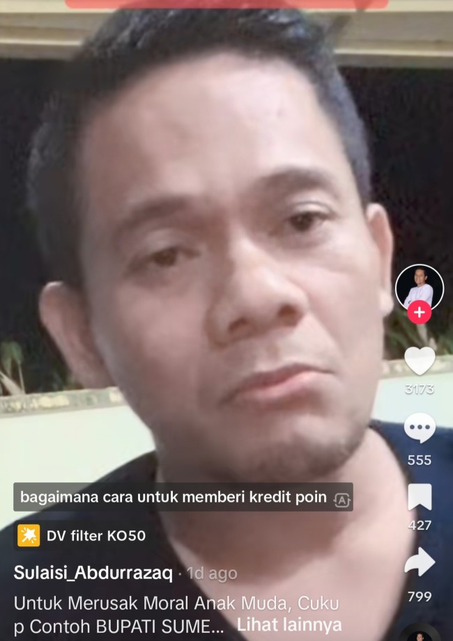 Konten TikTok Sulaisi saat mengkritik bupati Sumenep Fauzi. (Foto: TikTok)