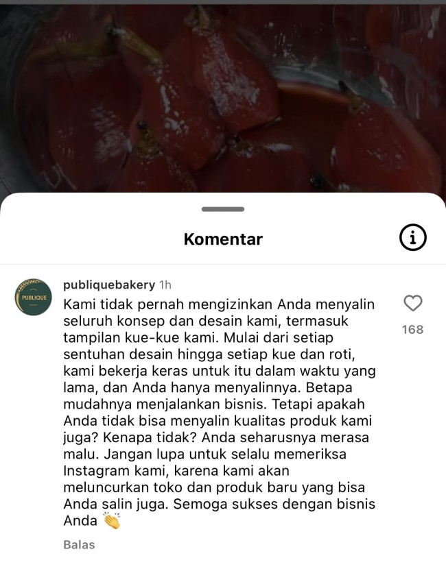 Komentar Publiqe Bakery, toko roti di Australia yang merasa produknya ditiru oleh toko roti Circle Bakery di Jogja. (Foto: X)