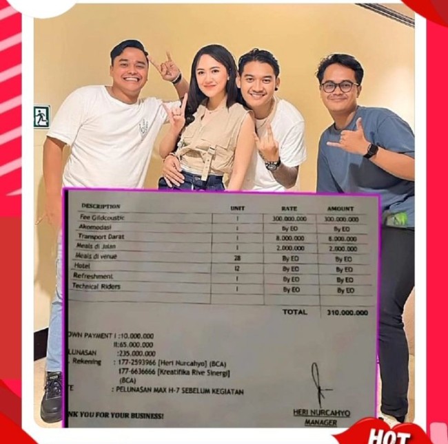 Catatan tarif khusus GildCoustic (foto @lambe_turah)