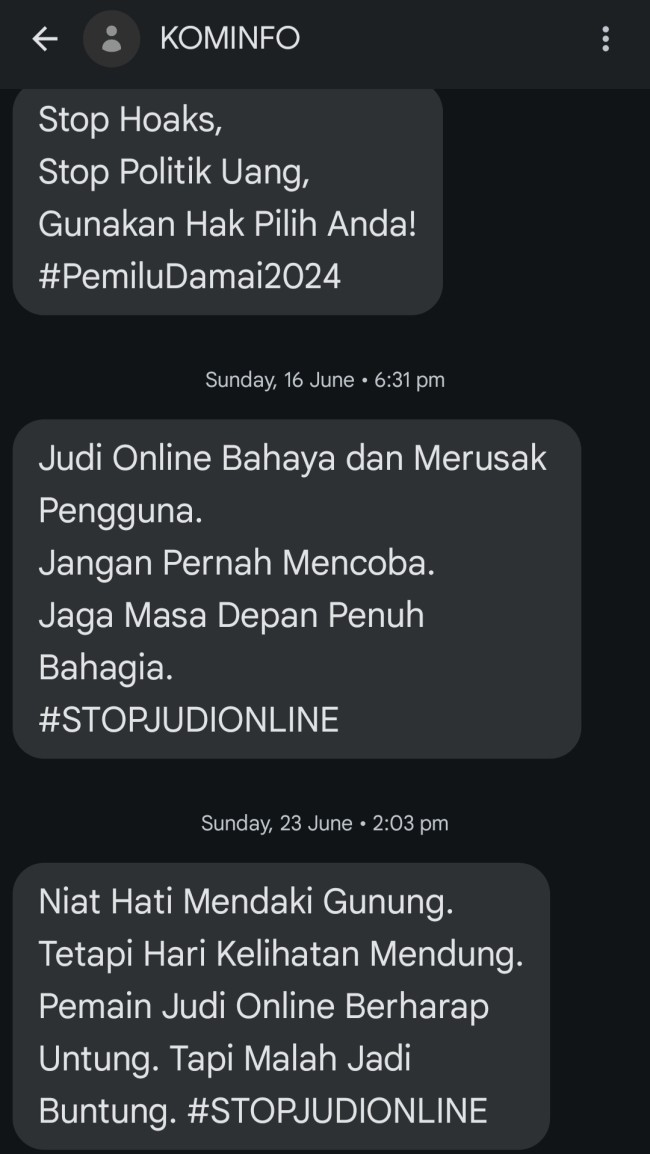 Unggahan lain pantun dari Kominfo soal larangan judi online. (Foto: istimewa)