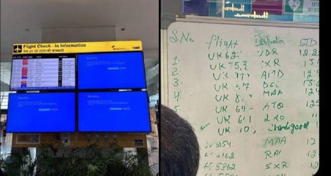Bandara Delhi India terpaksa menggunakan catatan manual gegara wondows alami BSOD. (Foto: X)