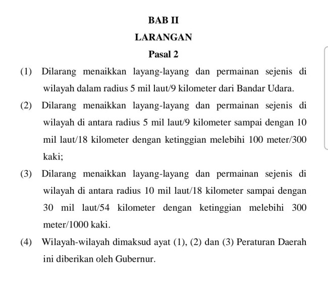 Perda Bali tentang larangan menaikkan layangan di area Bandara Ngurah Rai, Bali. (Foto: X)